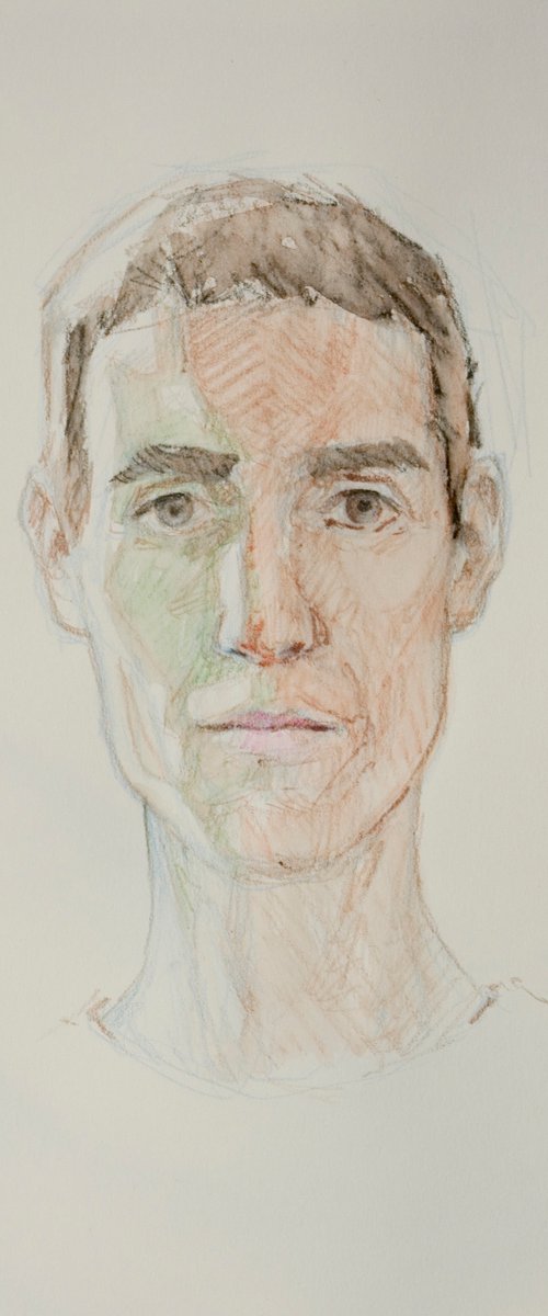 life model selfportrait - watercolor by Olivier Payeur