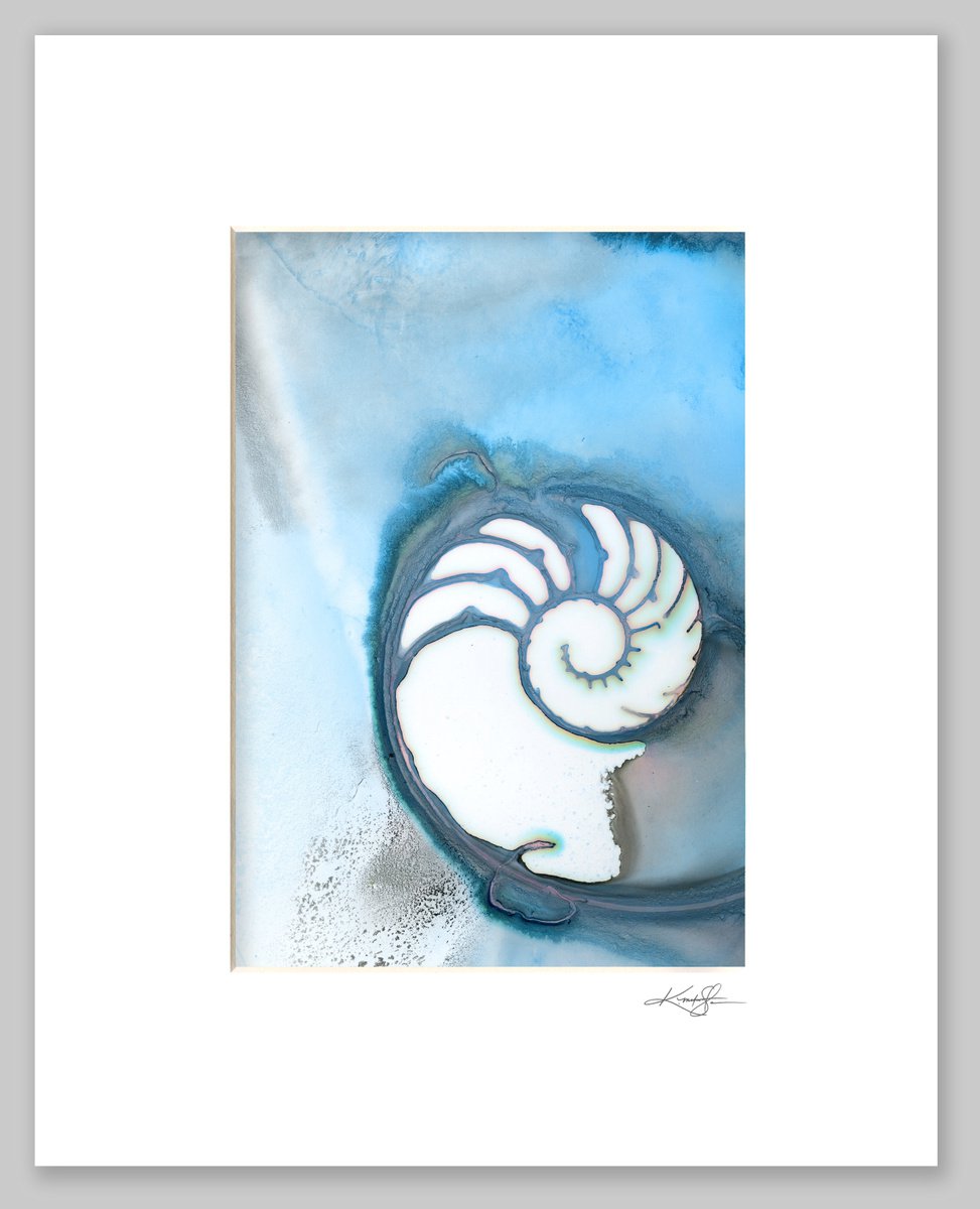 Secrets From The Deep 6 -  Mixed Media Nautilus Shell Painting by Kathy Morton Stanion