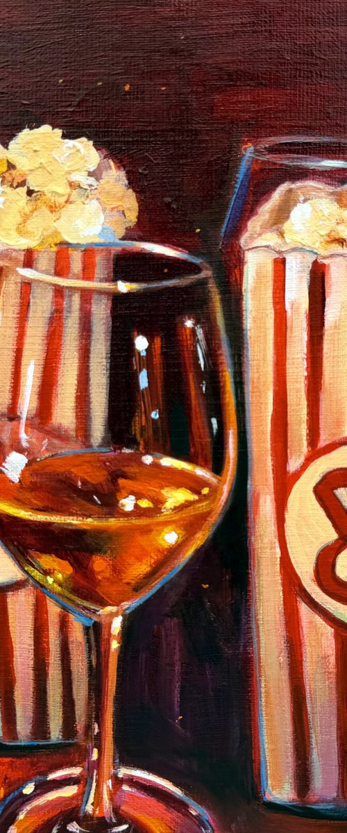 Still Life with Popcorn and Wine by Victoria Sukhasyan