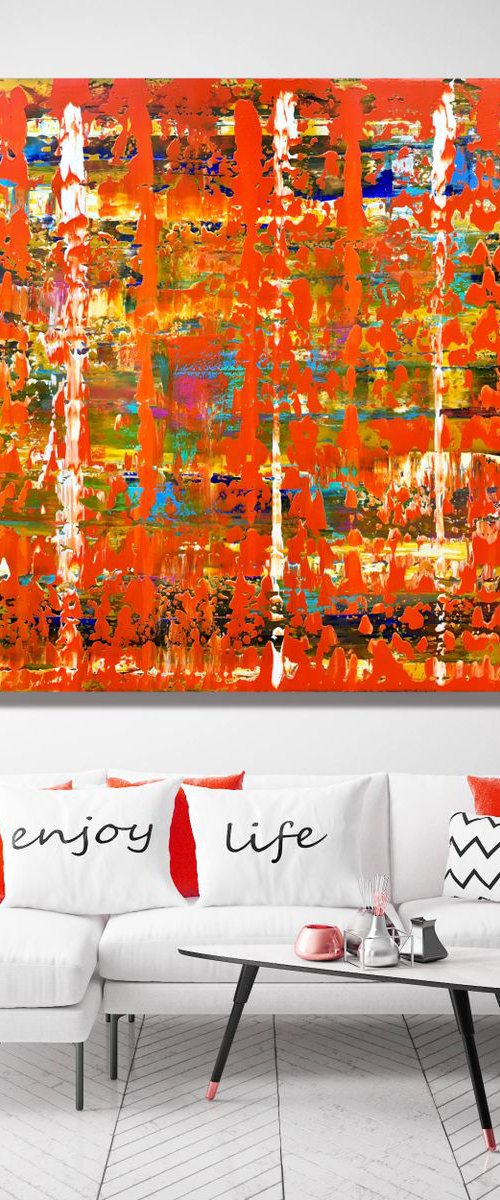 Enjoy Life - XL LARGE,  ABSTRACT ART – EXPRESSIONS OF ENERGY AND LIGHT. READY TO HANG! by Julijana Ravbar