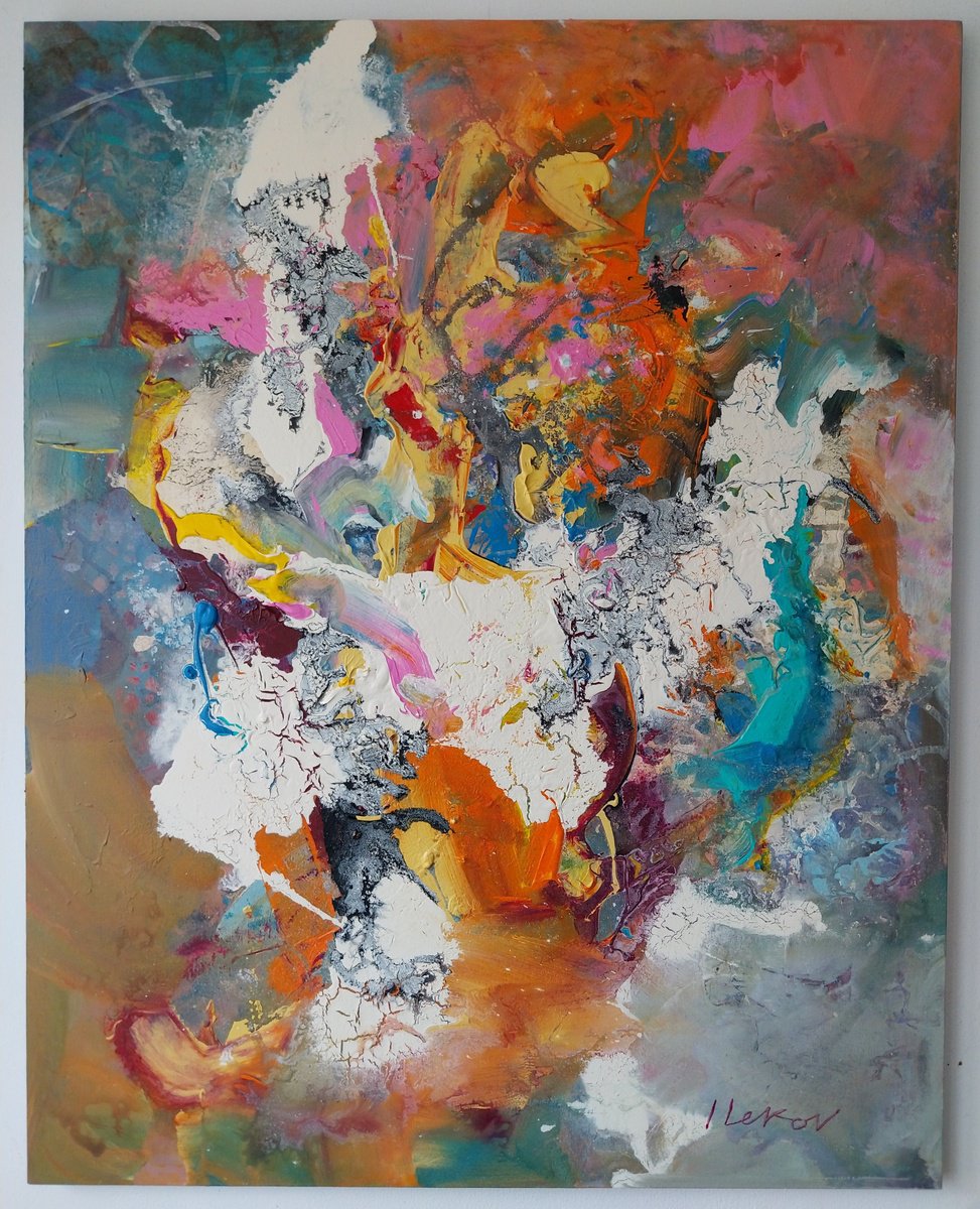 Abstract Acrylic Painting By Ivo Lekov, 29 X 36, Paraphrase 4, Original Artwork