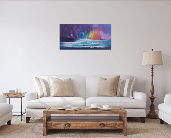 "Chasing Rainbows" - Cornish Seascape, Art, Skyscape