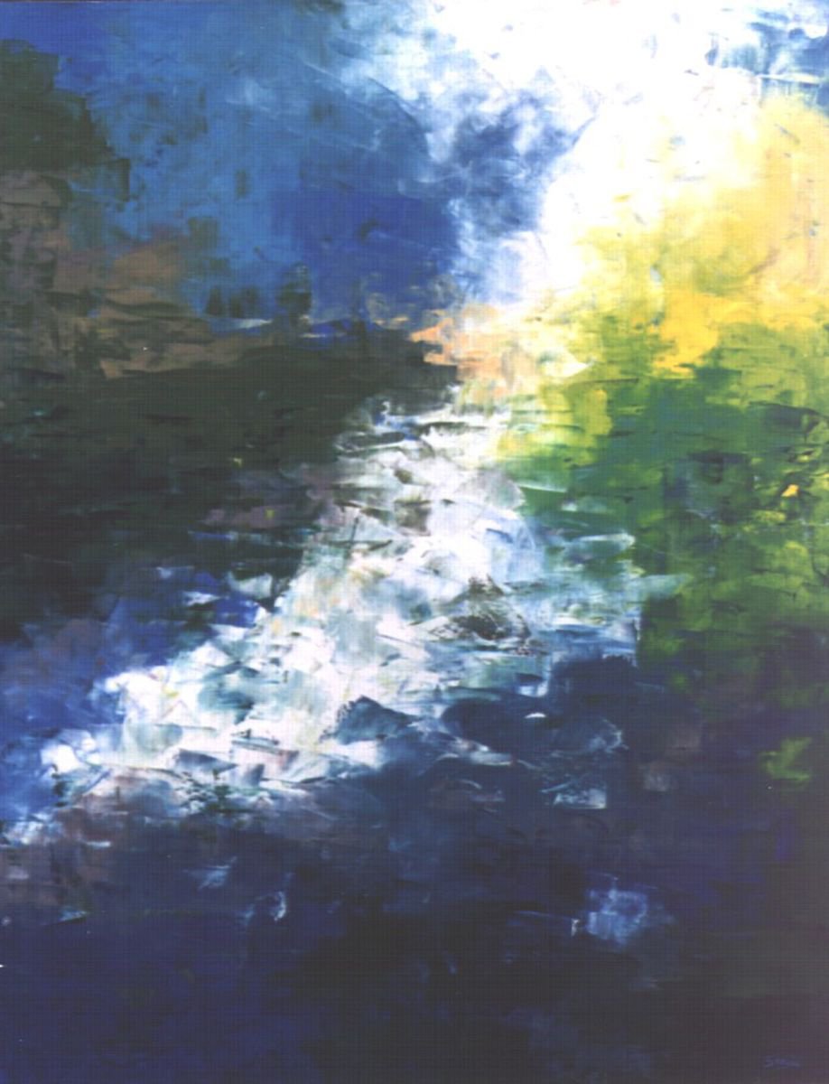 Abstract Landscape Oil Painting By Saroja Van Der Stegen, 30 X 38", Stream (Ref#:421-30F), Original Artwork