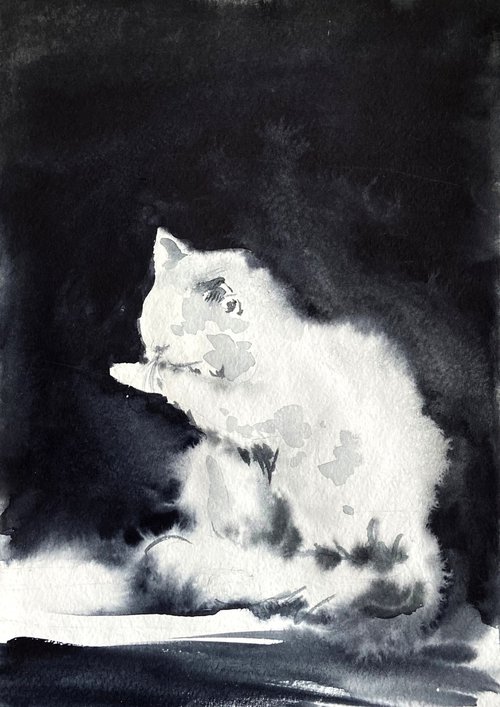 White cat by Tatiana Gogolkina