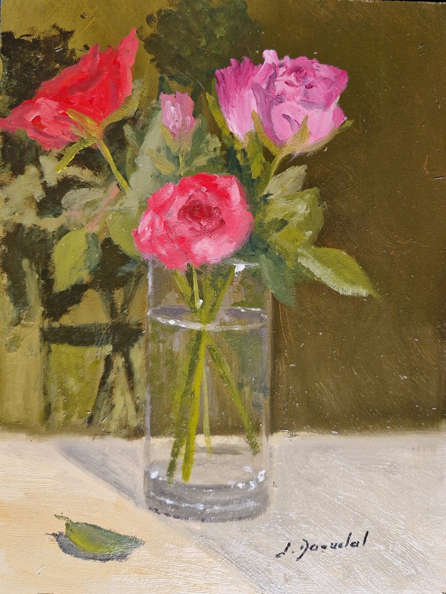 Roses in a glass by Jose DAOUDAL