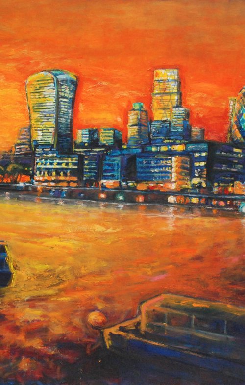 London Skyline with the Gherkin and New Buildings by Patricia Clements