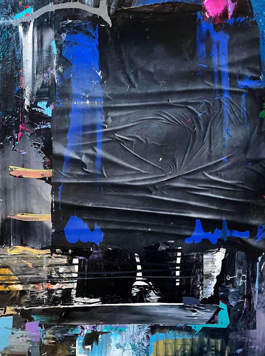 Expressive Abstract Acrylic Painting By Steve Pennisi, 30 X 40", Cover Up, Original Artwork