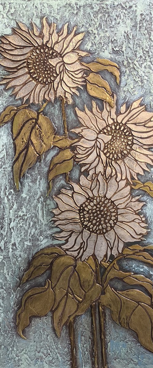 Golden Sunflowers by Hasmik Mamikonyan
