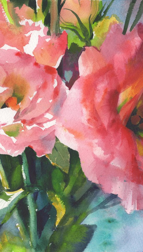 Watercolor flowers painting by Samira Yanushkova