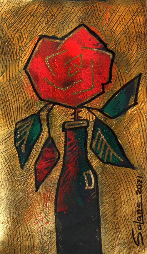 Rose stylized II /  ORIGINAL PAINTING by Salana Art Gallery