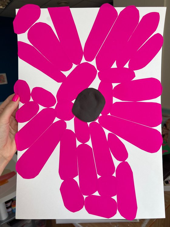 hot pink and black flower