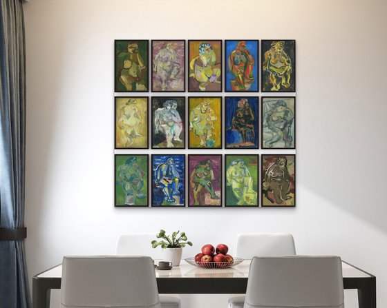 Nude paintings original art set