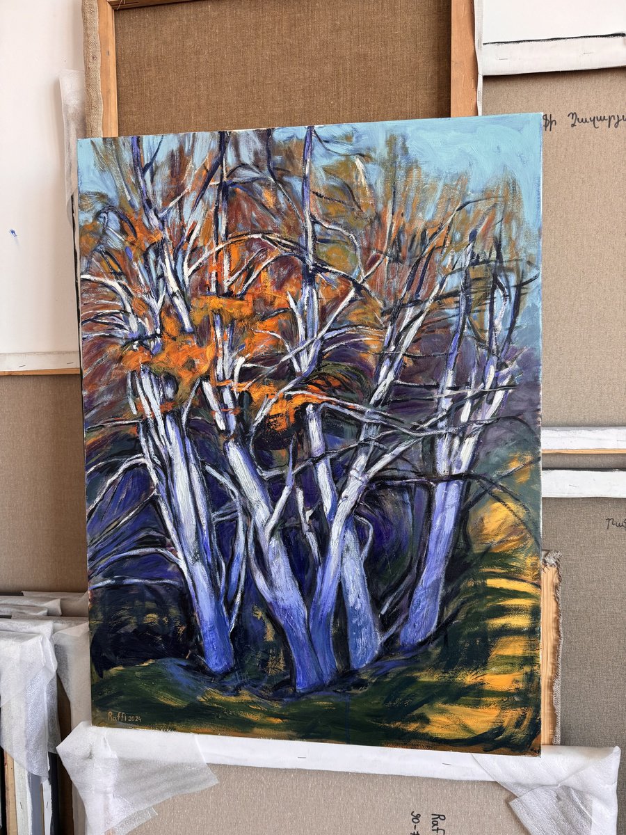 Expressive Landscape Oil Painting By Raffi Ghazaryan, 24 X 31",