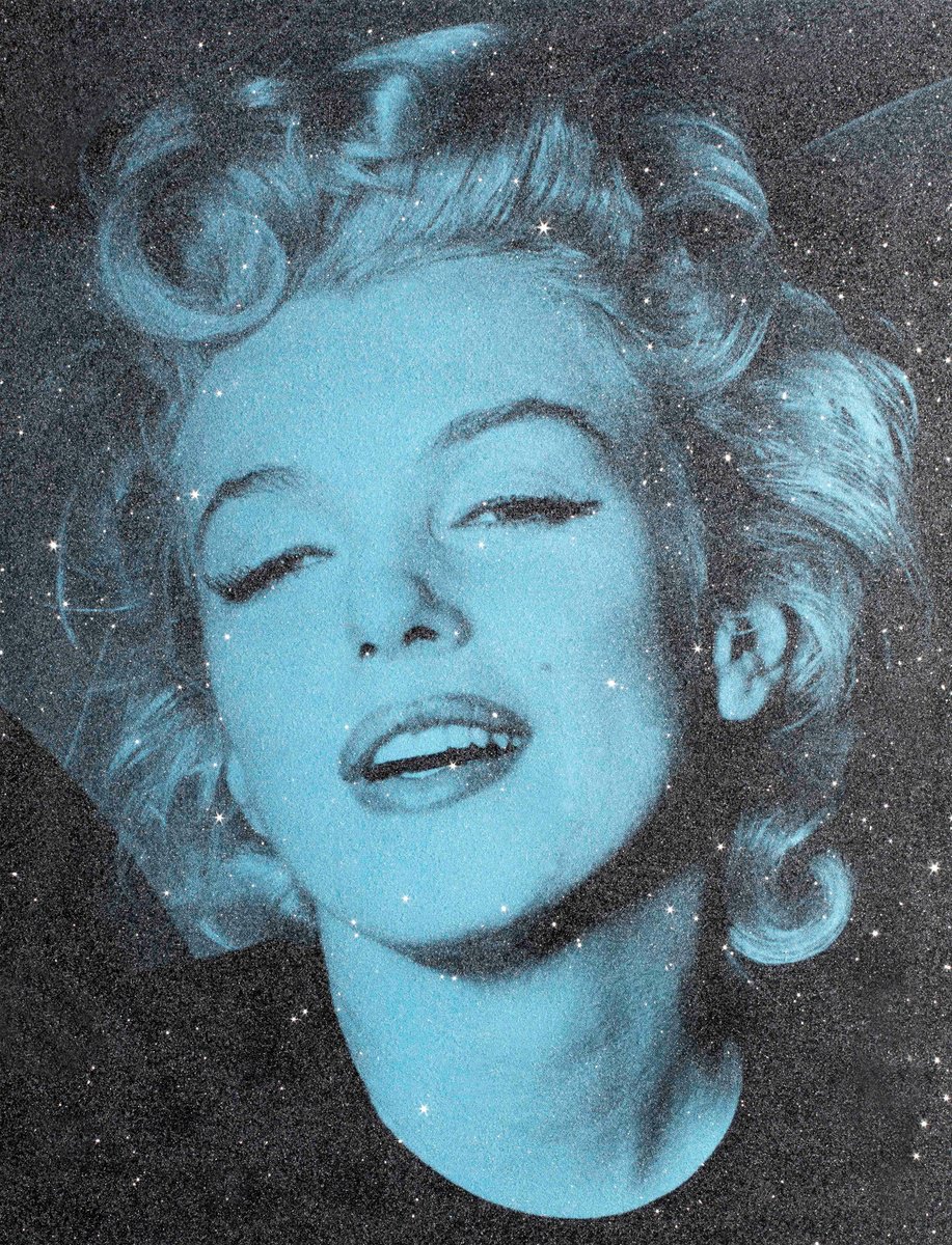 Urban And Pop Portrait Screenprint By David Studwell, 31 X 35, Marilyn Monroe-Cyan, Original Artwork
