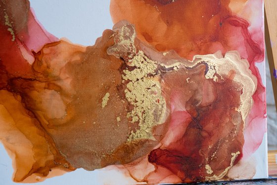 Red Gold Abstract Canvas Art