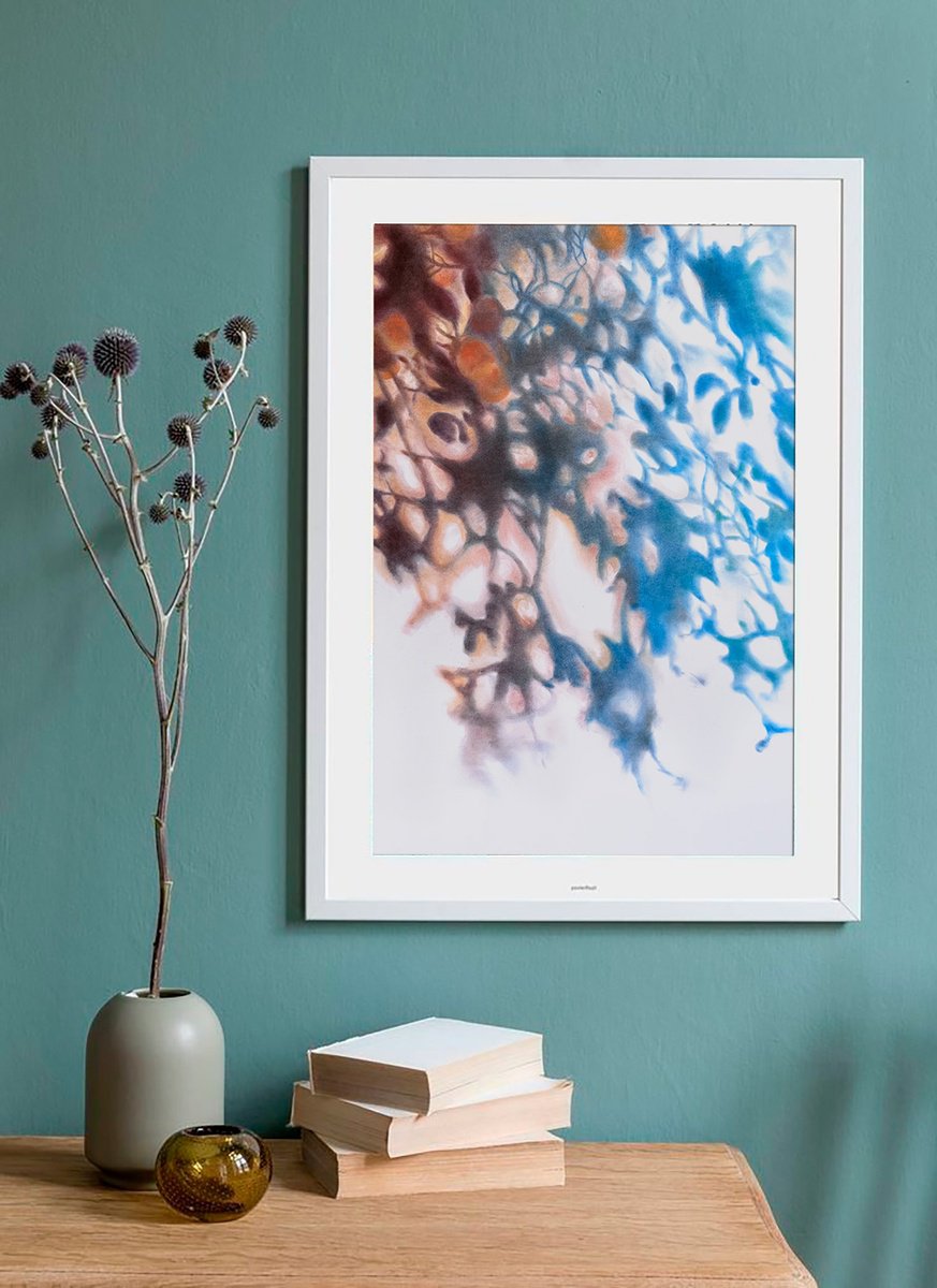 Expressive Abstract Pastel Drawing By Julia Shilo, 14 X 20", Noon Shadows Abstract Light &Amp; Nature, Original Artwork