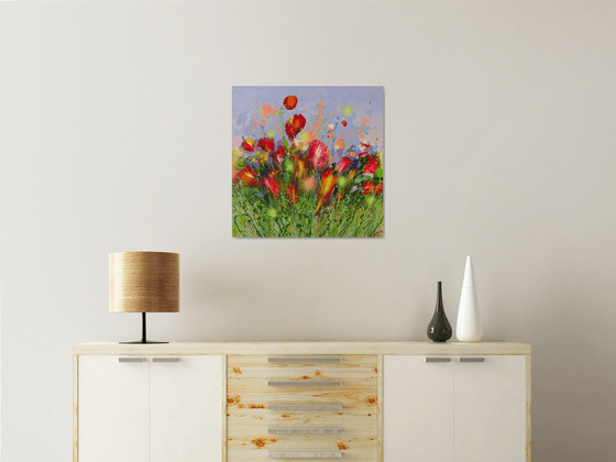 23.6" Poppies at Sunset, Abstract Flowers