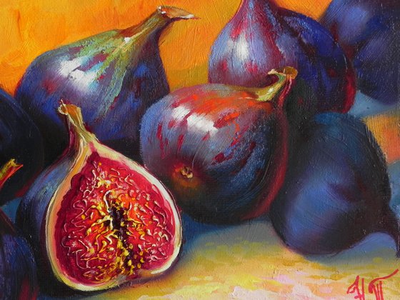 "Figs" Original still life Oil Small bright kitchen decor 2021