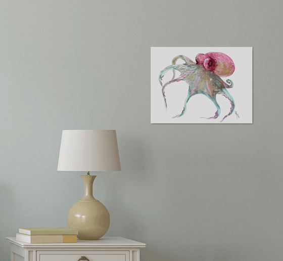 Octopus, Pink and Turquoise Shades