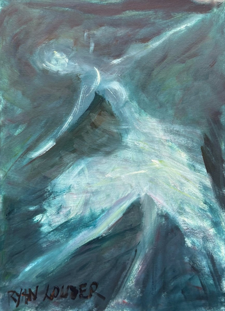 Expressive Abstract Oil Painting By Ryan Louder, 12 X 16", Turning, Original Artwork