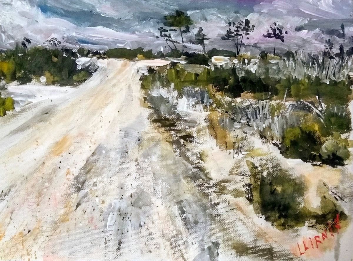 Impressionistic Landscape Painting By Leonid Kirnus, 11 X 8", Before The Storm In Mountains, Original Artwork