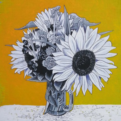 The Sunflower in white by Joanne  Hill