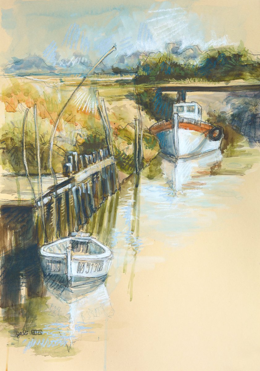 Expressive Landscape Painting By Benedicte Gele, 17 X 23, Channel, Original Artwork