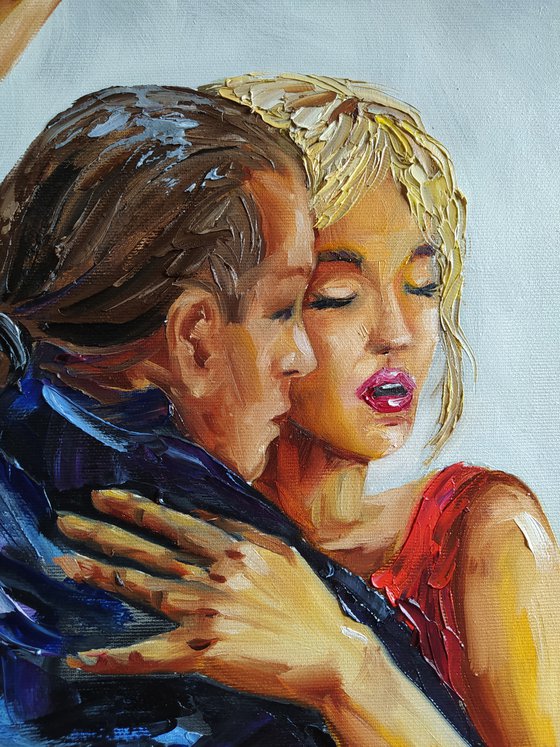 Flame - dance, oil painting, flamenco, tango, passion, fire, dancers oil painting