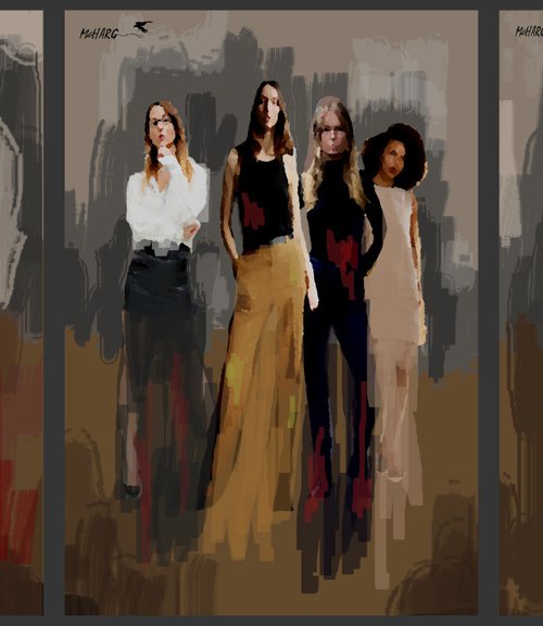 DESIGNING WOMEN TRIPTYCH   123"X59" by Joe McHarg