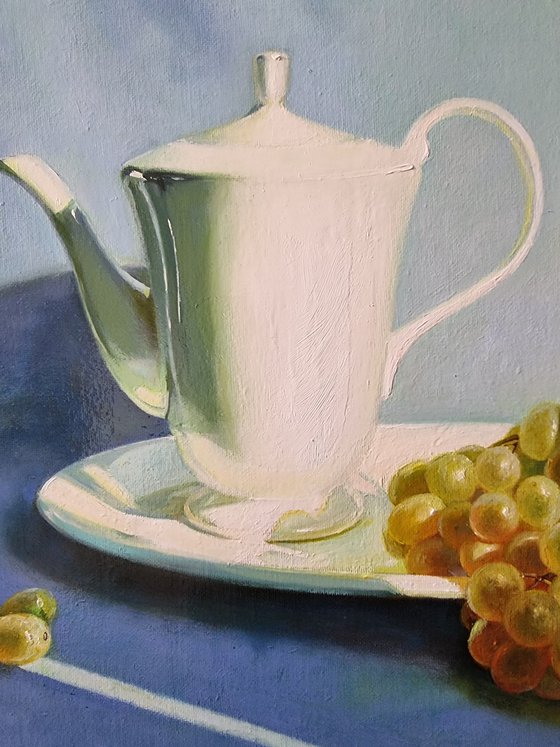 "Morning still life with grapes."   still life  liGHt original painting  GIFT (2022)