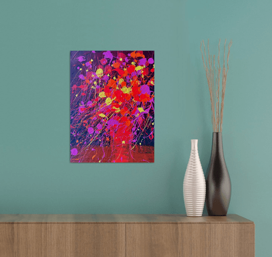 Red Flowers Abstract painting