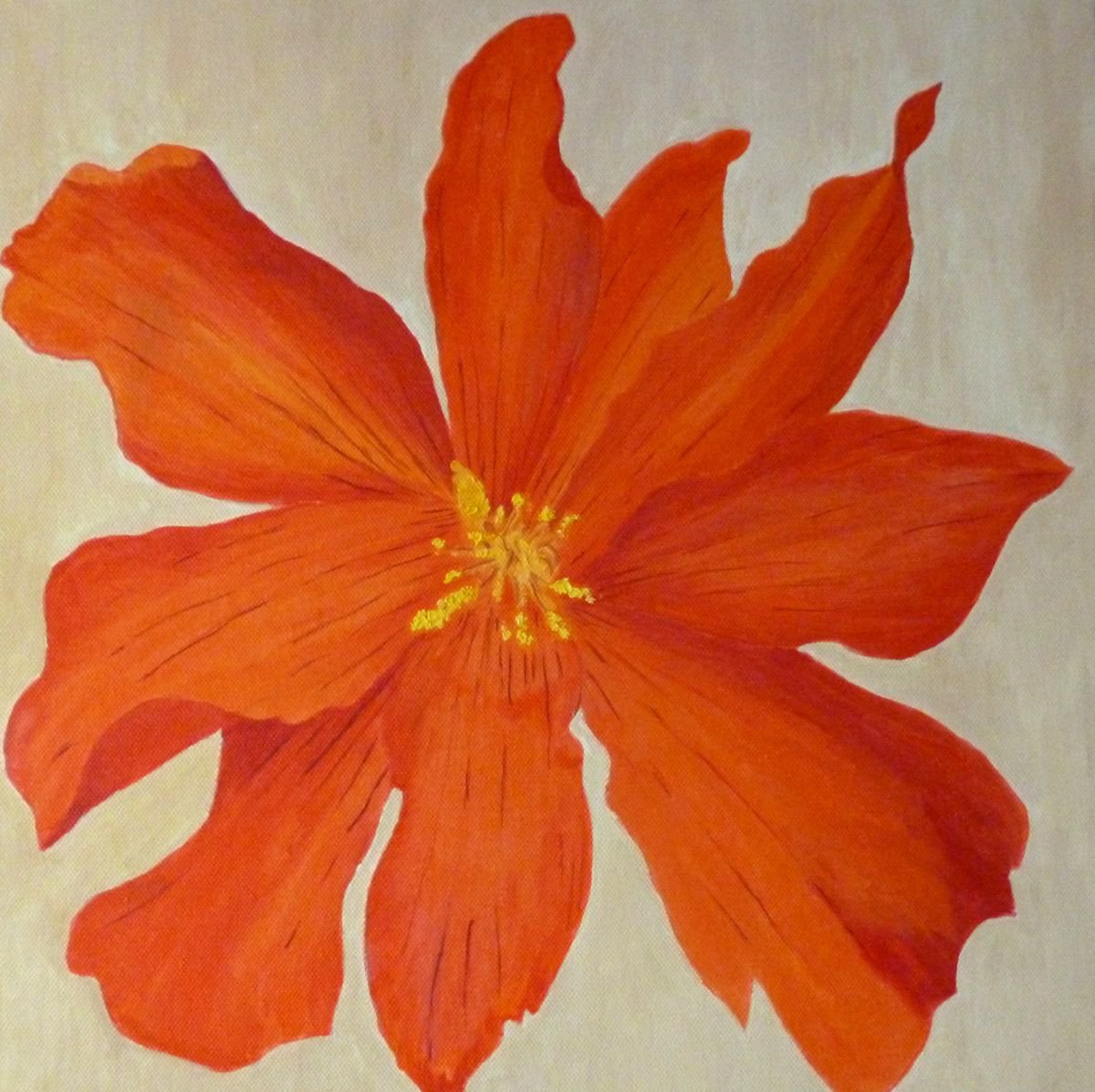 Photorealistic Botanical Oil Painting By Maddalena Pacini, 16 X 16", Begonia, Original Artwork