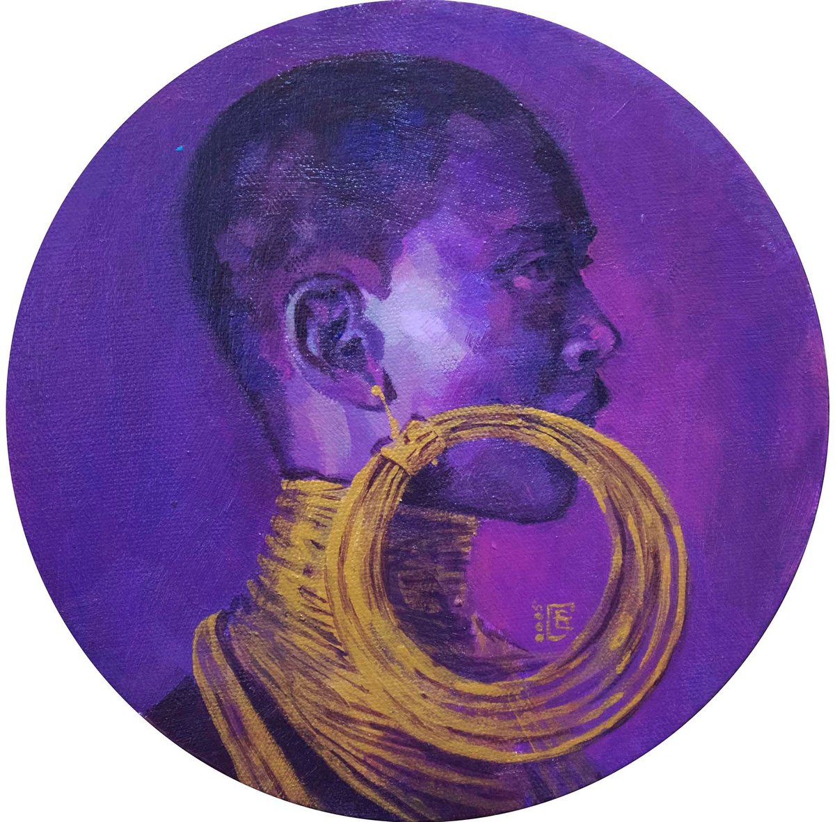 Photorealistic Portrait Acrylic Painting By Kateryna Bortsova, 8 X 8", Portrait Painting Of Woman With Gold Earring, Artfinder