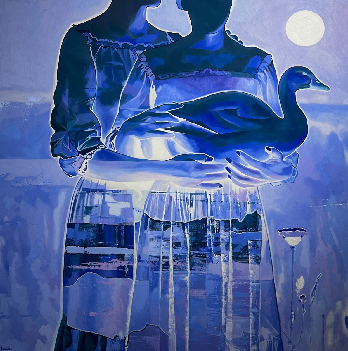 Organic Animal Oil Painting By Elizaveta Pugacheva, 39 X 39, Generations, Original Artwork