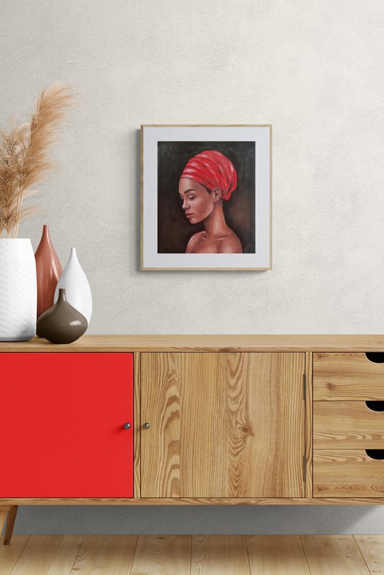 African Elegance - oil portrait painting