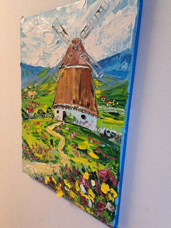 The windmill in village