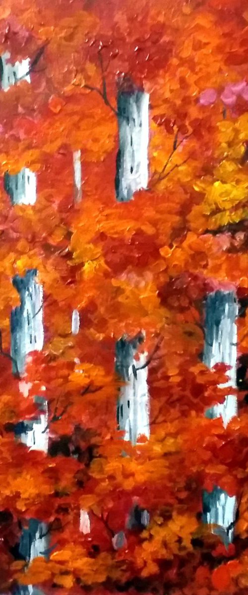 Autumn Forest - Acrylic painting by Samiran Sarkar
