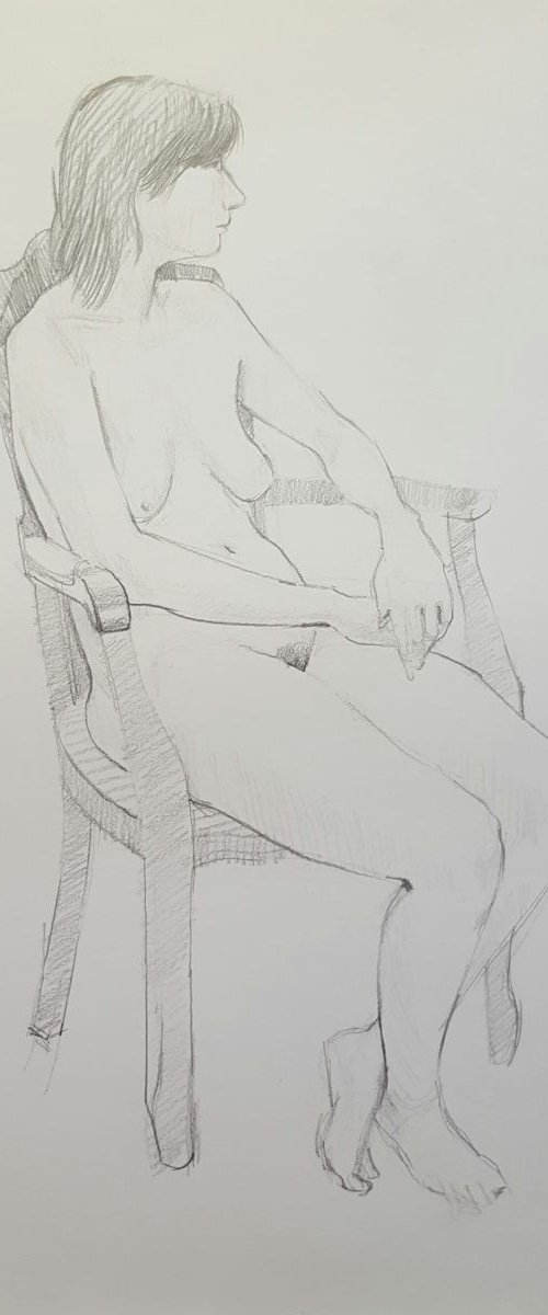 Jen, Seated (Life Drawing Study) by David Pott