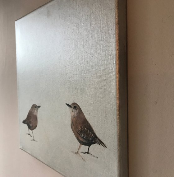 Two Little Wrens ~ on Silver II