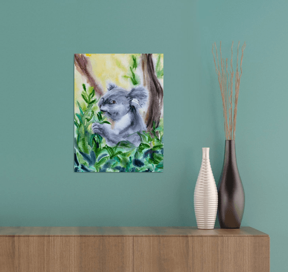 Koala Original Watercolor Painting, Australian Bear Picture, Animal Illustration, Cute Wall Art