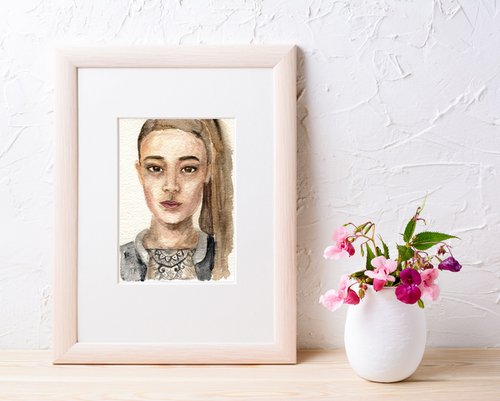 Watercolor girl's portrait by Liliya Rodnikova