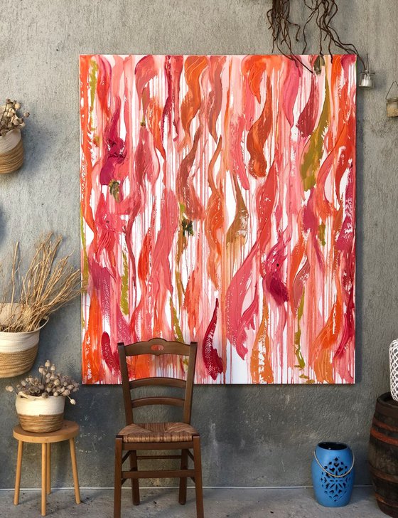"hibiscus + orange zest plume + soft summer peach + apricot puree + encompassing olive oil satin" Art of Taste Contemporary Art by Abstract Expressionist Penelope Moore