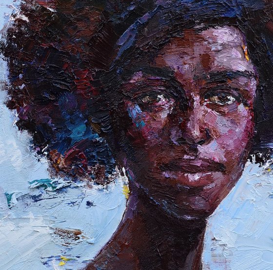 Beautiful African woman portrait painting