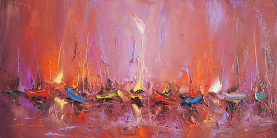 Sailing, Abstract Oil Painting on Canvas