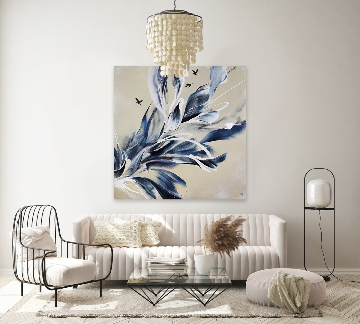 Abstract Acrylic Painting By Novi Lim, 60 X 60", Everything Will Flow, Original Artwork