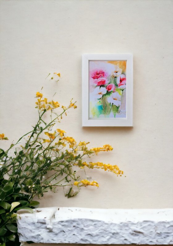 Garden flowers in watercolour