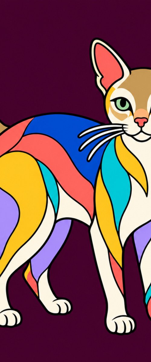 Colorful Singapura Cat #40 by Marina Krylova