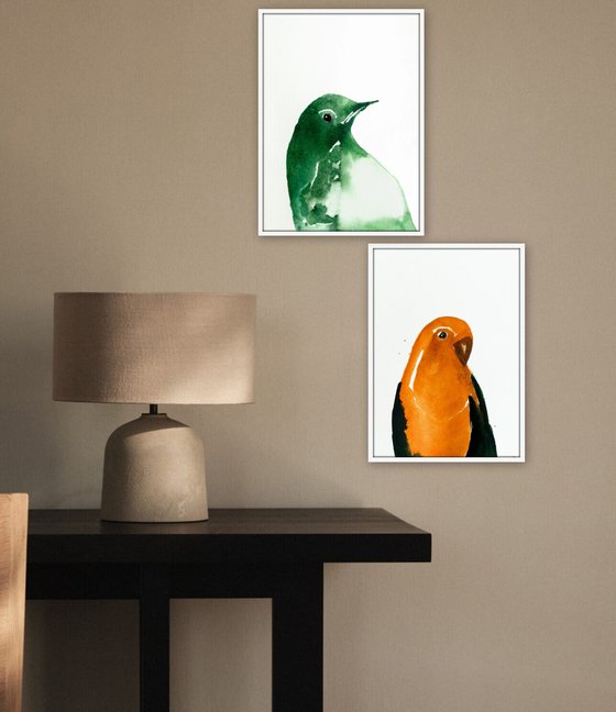 Set of 3 Bird paintings.