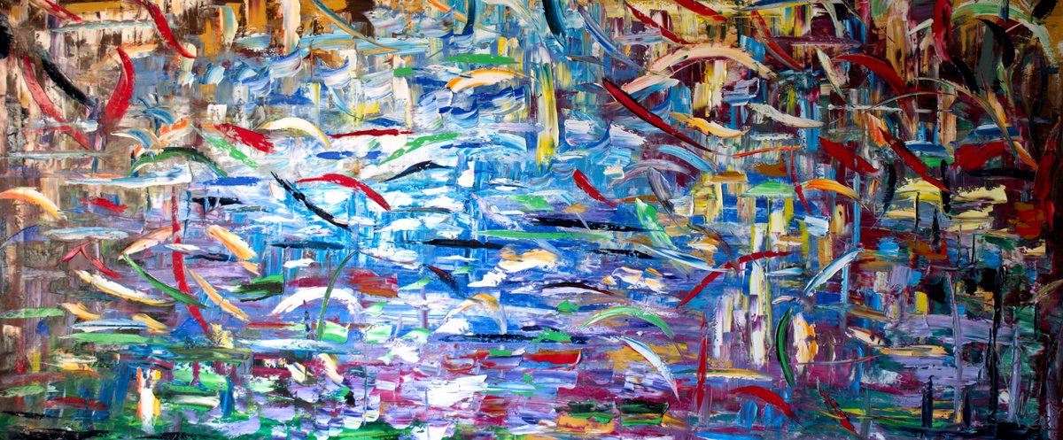 Impressionistic Landscape Oil Painting By Antonino Puliafico, 122 X 55, Sentimento Nuovo, Original Artwork