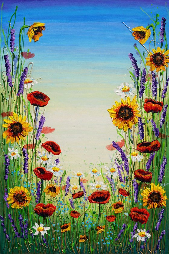 painting wildflowers in acrylic